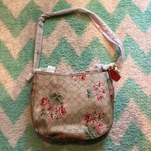 Coach bag with pink floral design